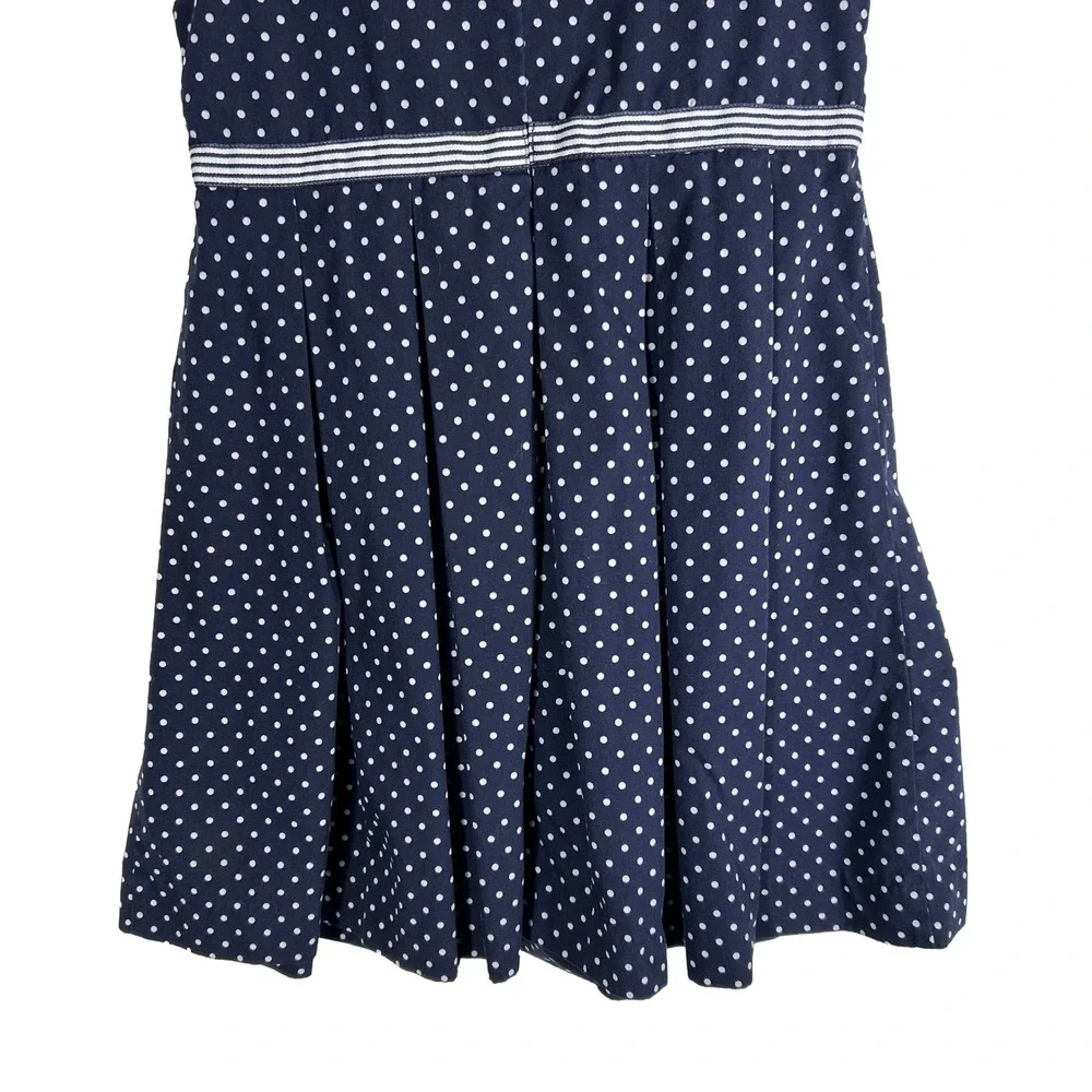 Gymboree Girls‎ Navy Blue White Polka Dot Pleated Sleeveless Dress Size 7